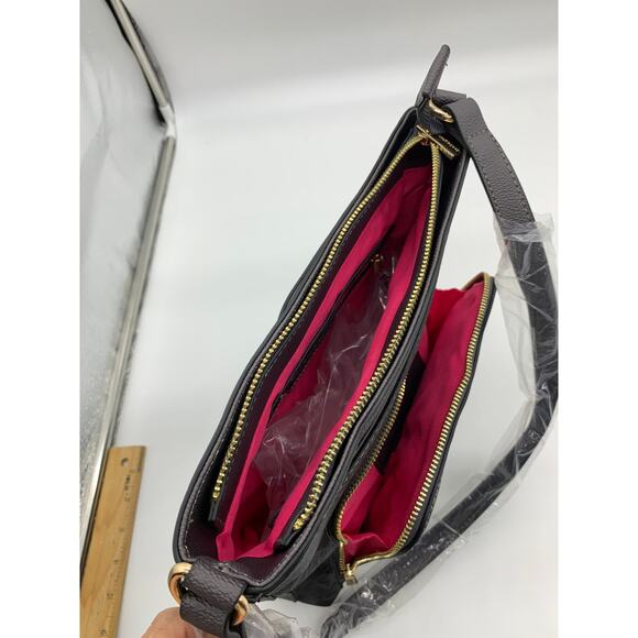 Isaac Mizrahi Live Crossbody Bag Women Multi Pouch Signature Canvas Gray Purse - Picture 5 of 11